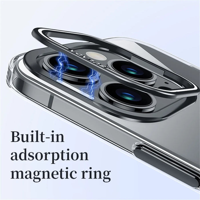 SULADA For iPhone 13 Pro Case Folding Camera Kickstand TPU+PC Clear Phone Cover - Silver - 2