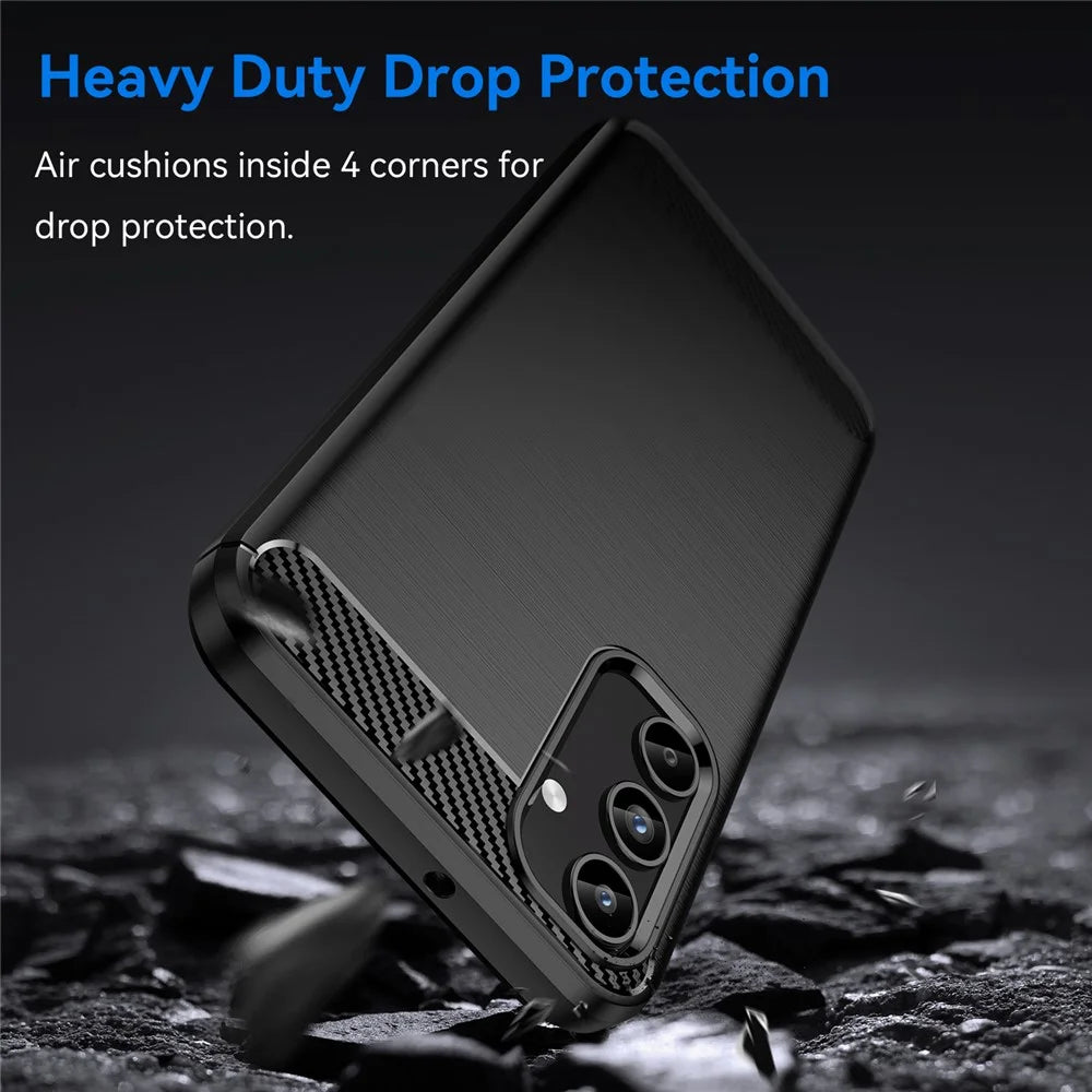 For Samsung Galaxy A15 5G Case Soft TPU Carbon Fiber Texture Phone Cover - Black - 2