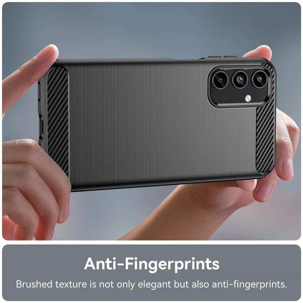 For Samsung Galaxy A15 5G Case Soft TPU Carbon Fiber Texture Phone Cover - Black - 4
