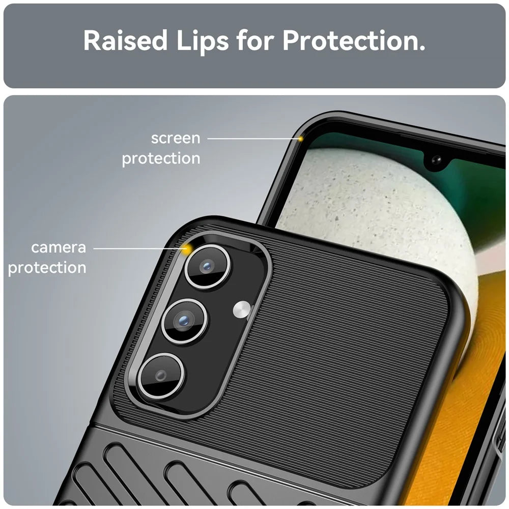 Thunder Series For Samsung Galaxy A15 5G Case Thicken TPU Cell Phone Cover Protective Shell - Black - 5