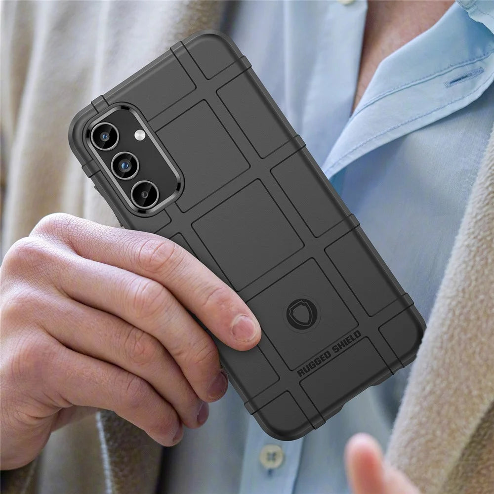 For Samsung Galaxy A15 5G Case Square Grid Texture TPU Shell Phone Cover - Black - 6