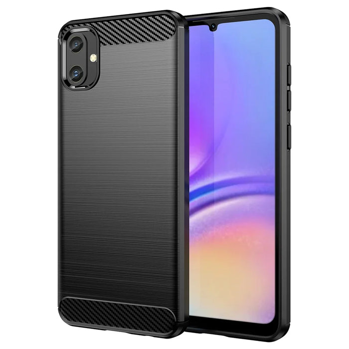 For Samsung Galaxy A05 4G Case Anti-Scratch Cover TPU Carbon Fiber Texture Phone Shell - Black - 1