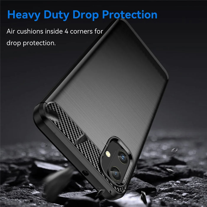 For Samsung Galaxy A05 4G Case Anti-Scratch Cover TPU Carbon Fiber Texture Phone Shell - Black - 2