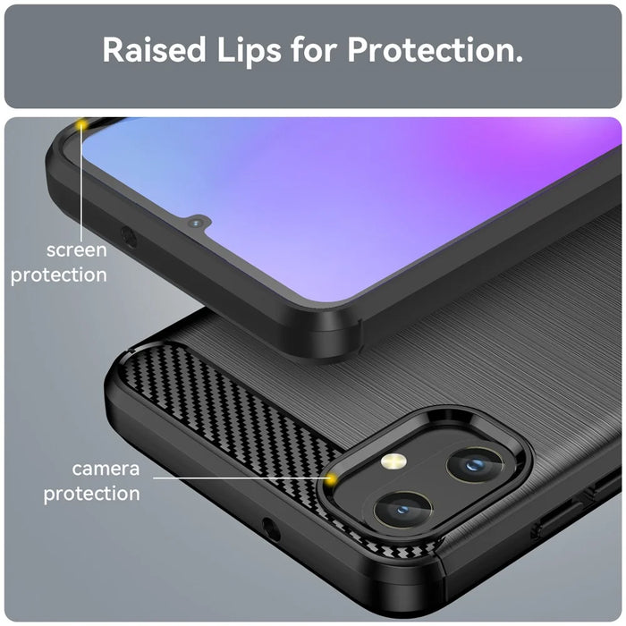 For Samsung Galaxy A05 4G Case Anti-Scratch Cover TPU Carbon Fiber Texture Phone Shell - Black - 5