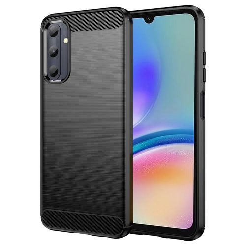 For Samsung Galaxy A05s 4G Case Brushed TPU Phone Cover with Carbon Fiber Texture - Black - 1