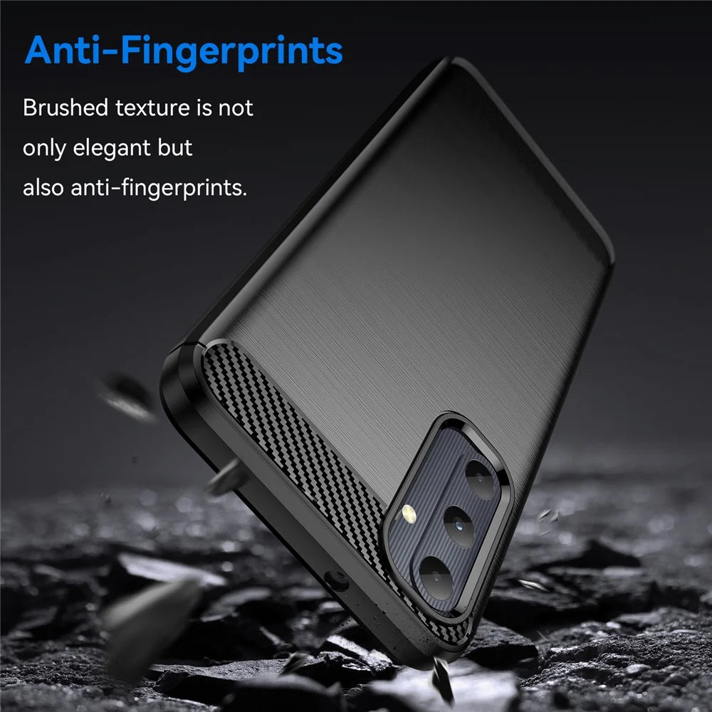 For Samsung Galaxy A05s 4G Case Brushed TPU Phone Cover with Carbon Fiber Texture - Black - 2