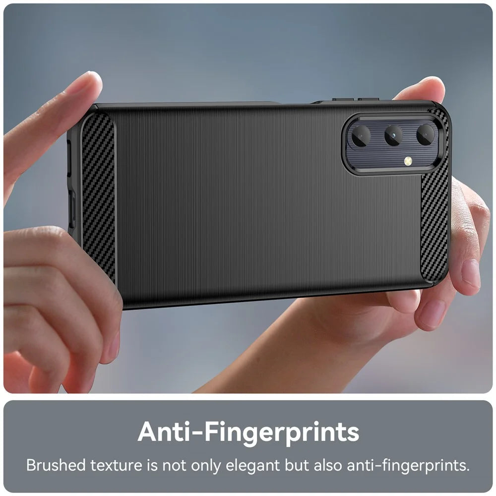For Samsung Galaxy A05s 4G Case Brushed TPU Phone Cover with Carbon Fiber Texture - Black - 4