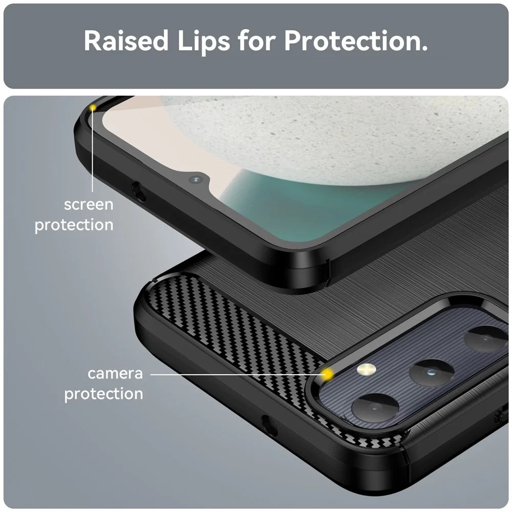 For Samsung Galaxy A05s 4G Case Brushed TPU Phone Cover with Carbon Fiber Texture - Black - 5