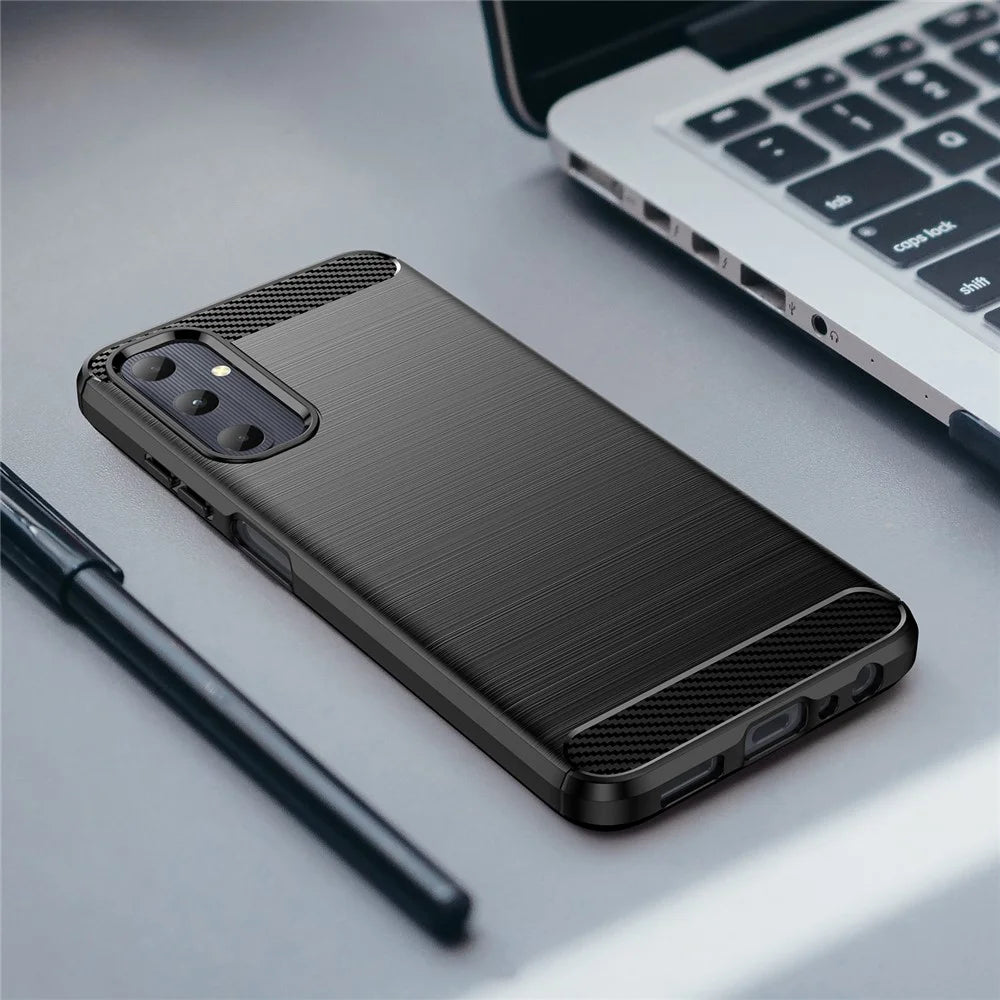 For Samsung Galaxy A05s 4G Case Brushed TPU Phone Cover with Carbon Fiber Texture - Black - 6