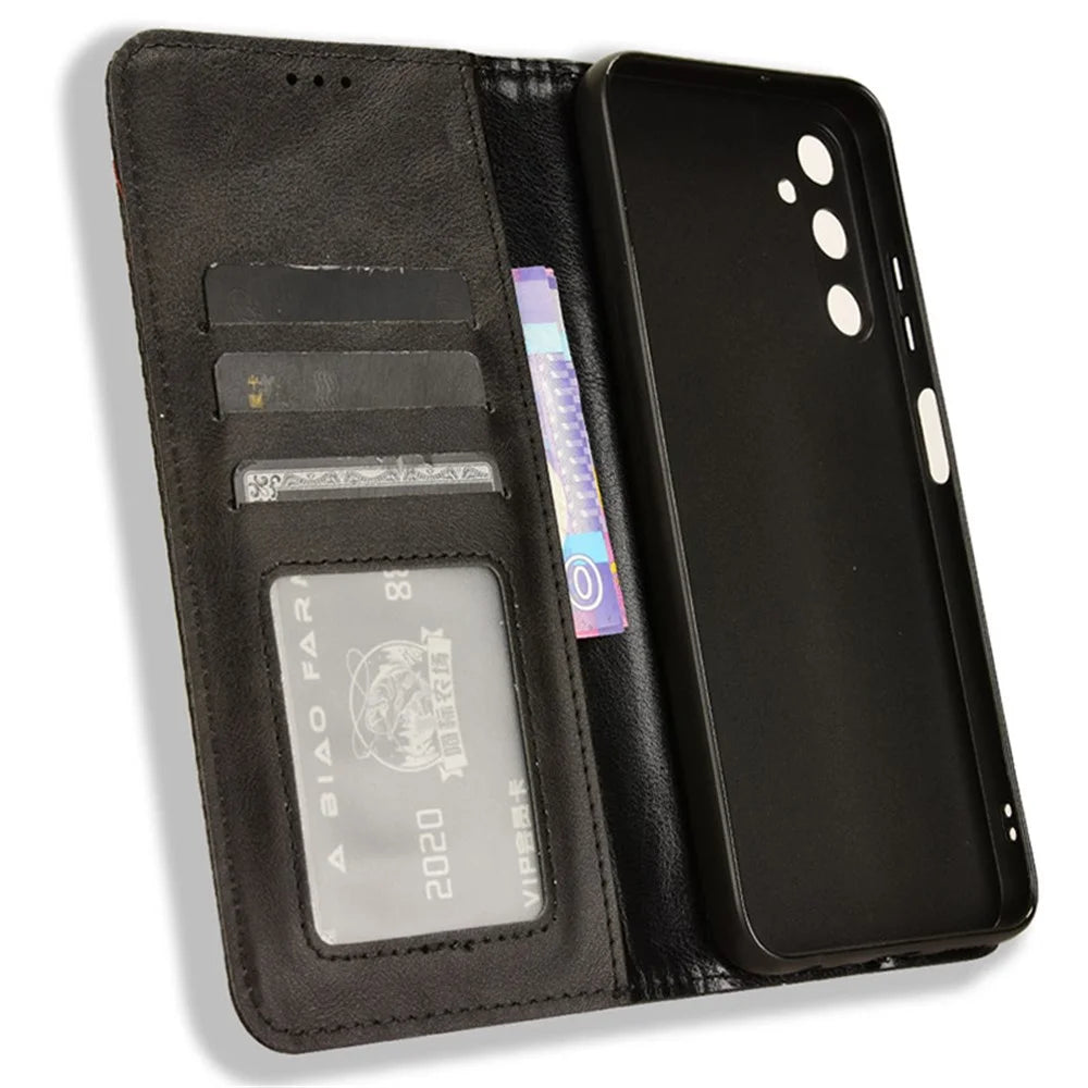 For Samsung Galaxy A05s 4G / M14 4G Leather Case Wallet Stand Mobile Phone Cover - Black - 5