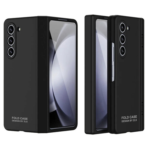 For Samsung Galaxy Z Fold5 5G Case Anti-Drop Hard PC Phone Cover with Tempered Glass Film - Black - 1