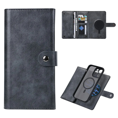 VILI GVB Series for iPhone 15 Pro Phone Case Detachable Leather Wallet Phone Cover - Black - 1