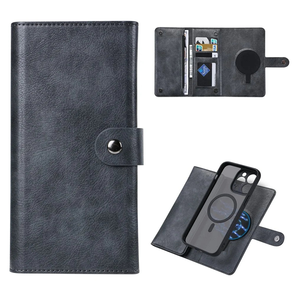 VILI GVB Series for iPhone 15 Pro Phone Case Detachable Leather Wallet Phone Cover - Black - 1