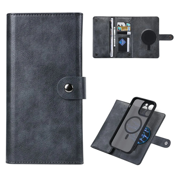 VILI GVB Series for iPhone 14 Pro Leather Case RFID Blocking Magnetic Phone Cover - Black - 1