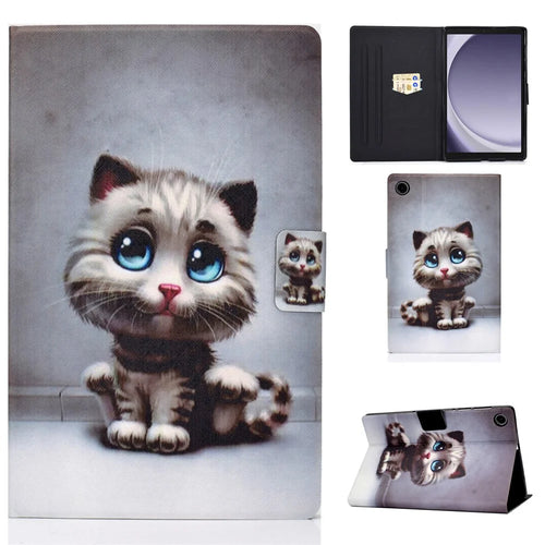 For Samsung Galaxy Tab A11+ / A9+ Case PU Leather+TPU Tablet Cover with Card Slot - Kitten - 1