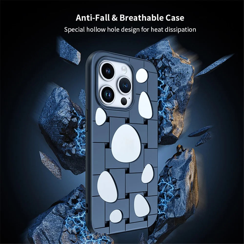 XUNDD For iPhone 15 Pro Max Case Hollow Holes Heat Dissipation TPU Phone Cover - Black - 3