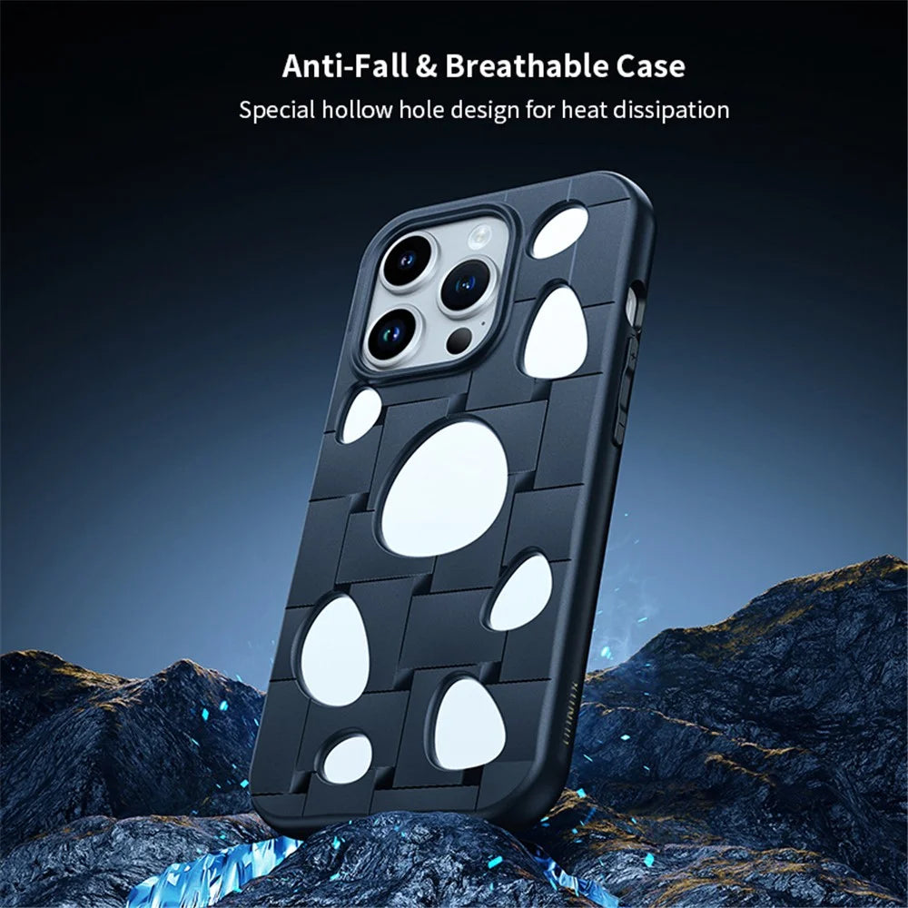 XUNDD For iPhone 15 Pro Cover Hollow Holes Drop-proof TPU Phone Case - Transparent Black - 2