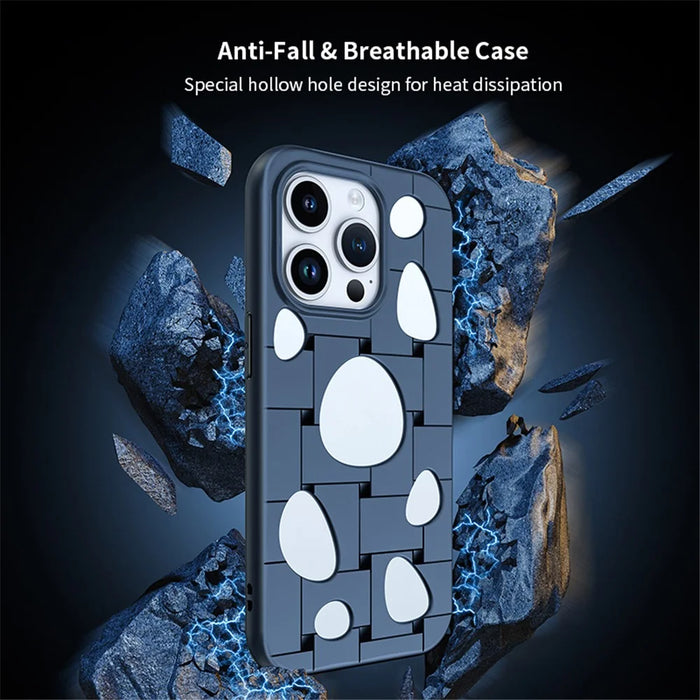 XUNDD For iPhone 15 Pro Cover Hollow Holes Drop-proof TPU Phone Case - Transparent Black - 3