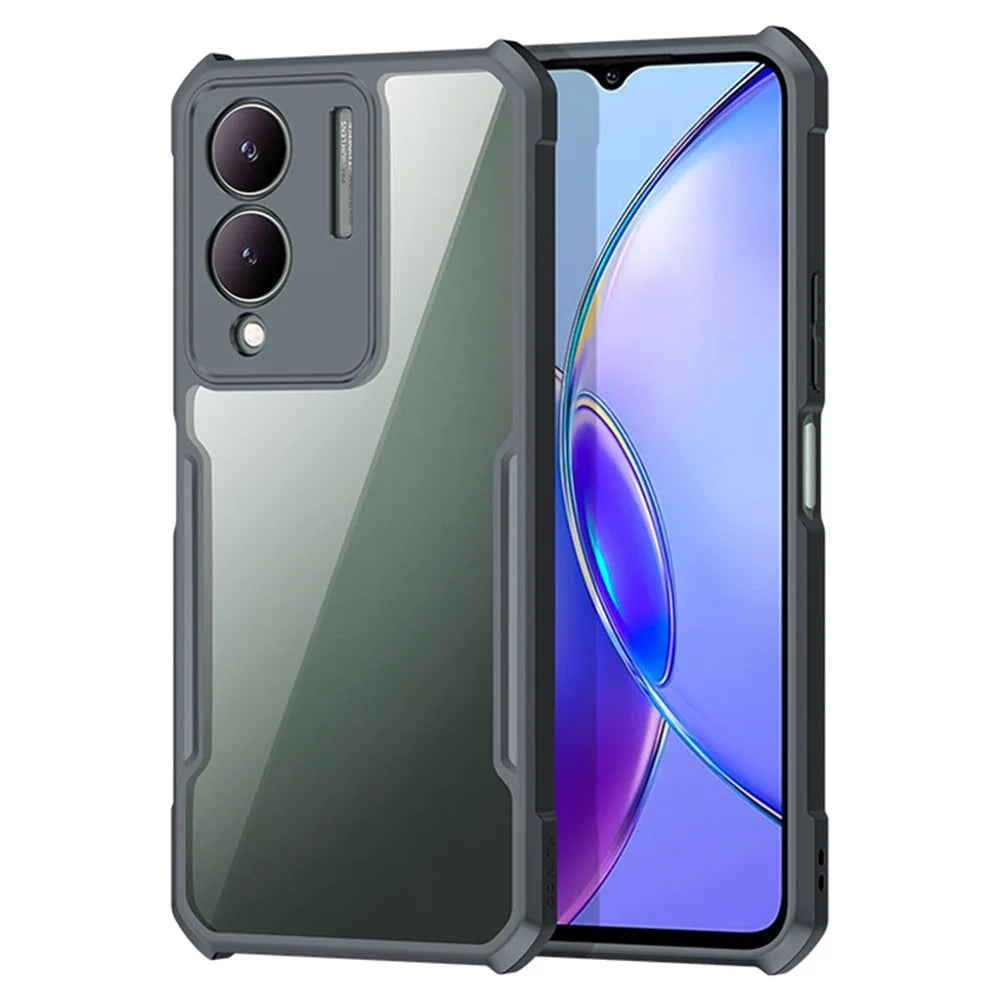 XUNDD Slim-Fit Phone Cover for vivo Y17s 4G Case Acrylic+TPU Phone Back Shell - Black - 1