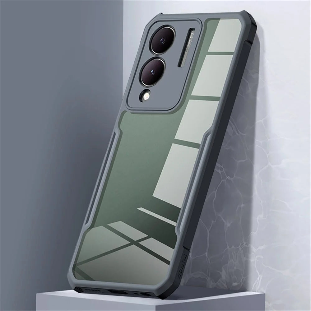 XUNDD Slim-Fit Phone Cover for vivo Y17s 4G Case Acrylic+TPU Phone Back Shell - Black - 4