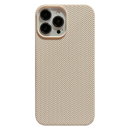 For iPhone 15 Pro Case Woven Texture Soft TPU Anti-scratch Phone Cover - Apricot - 1