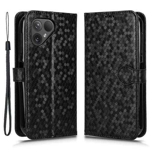 For Fairphone 5 Case Anti-scratch PU Leather Imprinted Wallet Phone Cover - Black - 1