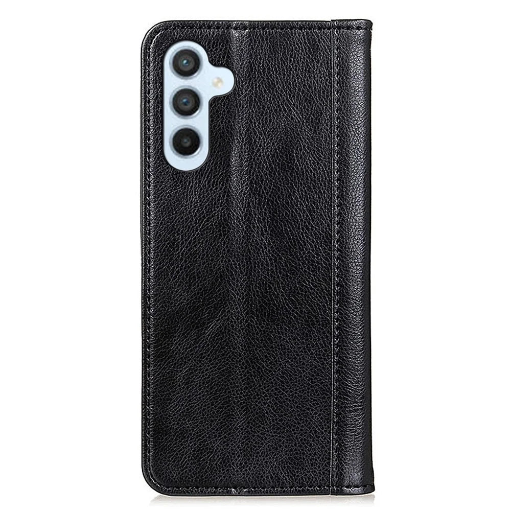 For Samsung Galaxy A15 4G Case Split Leather Wallet Foldable Stand Phone Shell - Black - 7