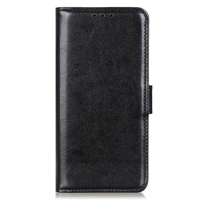 For Samsung Galaxy A15 4G Case Leather Phone Cover Crazy Horse Texture Wallet Shell - Black - 5