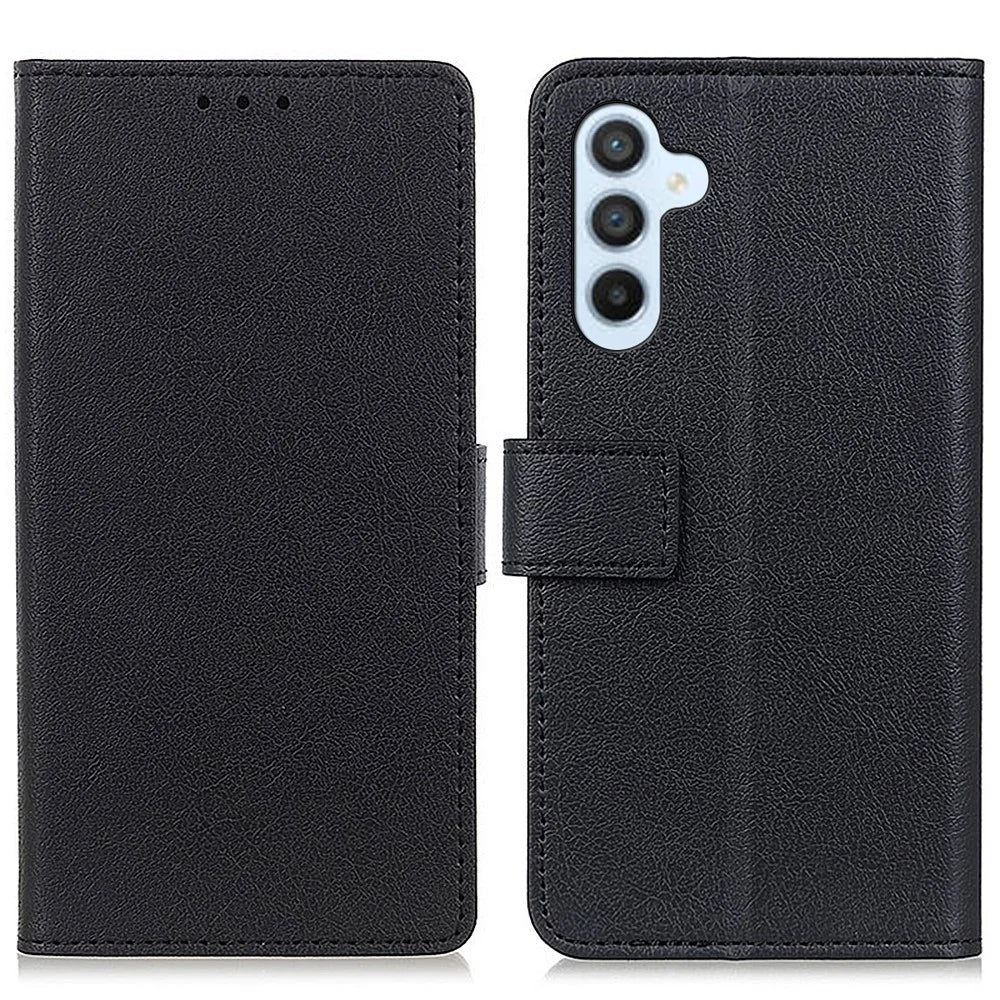 For Samsung Galaxy A15 4G Case Textured Leather Wallet Shockproof Phone Cover - Black - 1