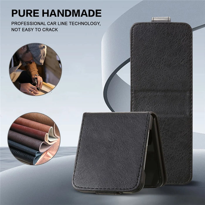 PU+PC Phone Cover for Samsung Galaxy Z Flip5 5G Case Solid Color Shockproof Case - Black - 2