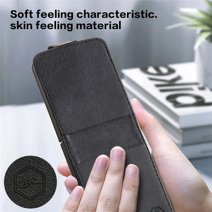 PU+PC Phone Cover for Samsung Galaxy Z Flip5 5G Case Solid Color Shockproof Case - Black - 4