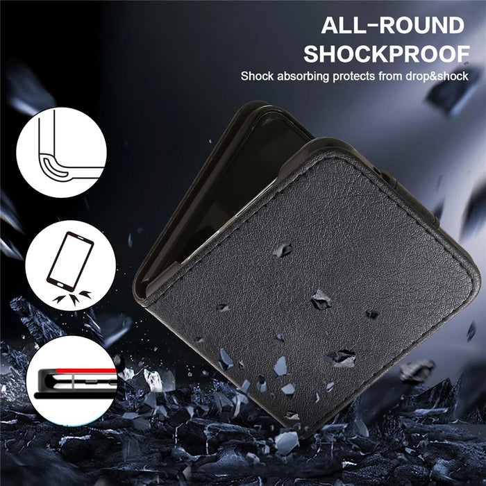 PU+PC Phone Cover for Samsung Galaxy Z Flip5 5G Case Solid Color Shockproof Case - Black - 5