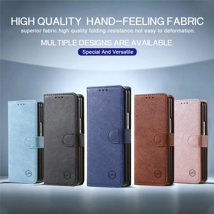 For Samsung Galaxy Z Fold5 5G Case Solid Color Protective Cover PU Leather Wallet Phone Case - Black - 7