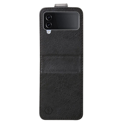 For Samsung Galaxy Z Flip4 5G Shockproof Case Solid Color Anti-Drop PU+PC Phone Cover - Black - 1