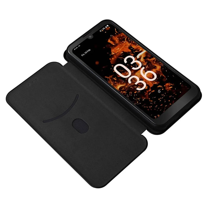 For Orbic Fun+ 4G Case Stand Card Slot Leather Phone Shell with Carbon Fiber Texture - Black - 2