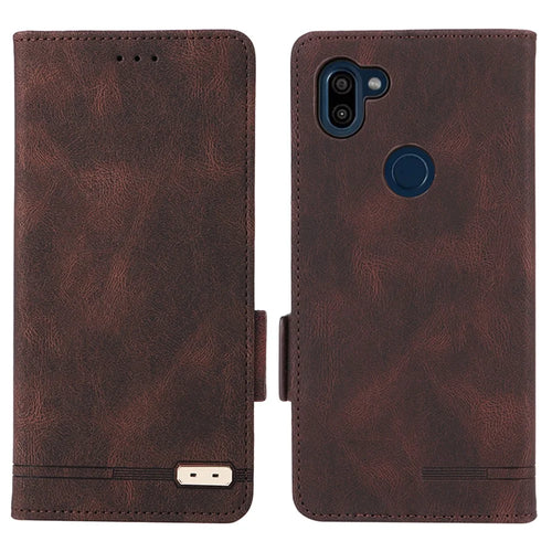 For Orbic Fun+ 4G Case Mobile Phone Cover Shockproof PU Leather Wallet Stand Shell - Coffee - 1