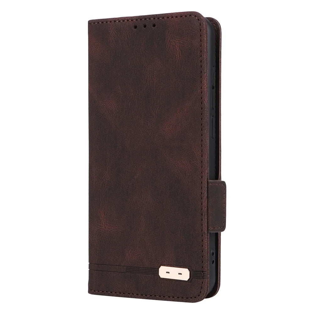 For Orbic Fun+ 4G Case Mobile Phone Cover Shockproof PU Leather Wallet Stand Shell - Coffee - 5