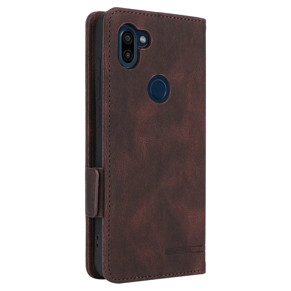 For Orbic Fun+ 4G Case Mobile Phone Cover Shockproof PU Leather Wallet Stand Shell - Coffee - 6
