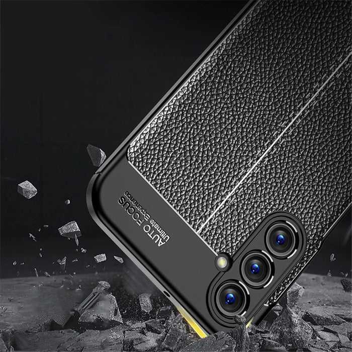 For Samsung Galaxy A05s 4G Case Litchi Texture Flexible TPU Anti-scratch Phone Cover - Black - 2