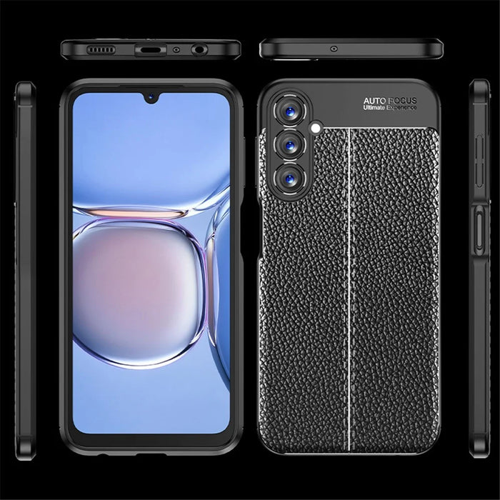 For Samsung Galaxy A05s 4G Case Litchi Texture Flexible TPU Anti-scratch Phone Cover - Black - 7