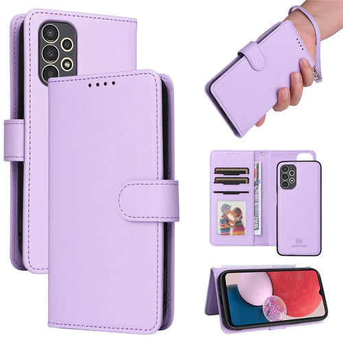 For Samsung Galaxy A13 4G Magnetic Case BETOPNICE Detachable PU Leather Phone Cover with Strap - Purple - 1