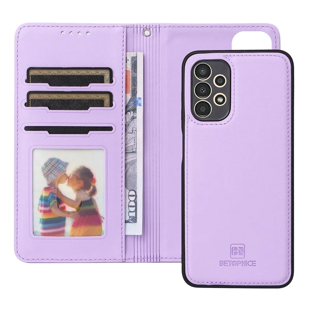 For Samsung Galaxy A13 4G Magnetic Case BETOPNICE Detachable PU Leather Phone Cover with Strap - Purple - 2