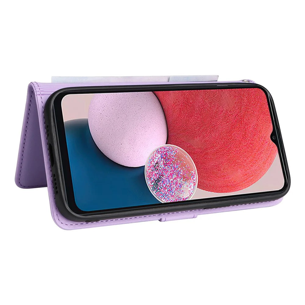 For Samsung Galaxy A13 4G Magnetic Case BETOPNICE Detachable PU Leather Phone Cover with Strap - Purple - 3