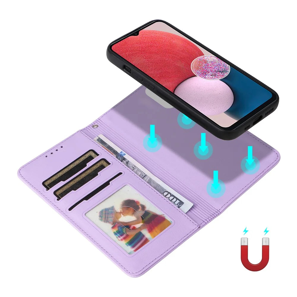For Samsung Galaxy A13 4G Magnetic Case BETOPNICE Detachable PU Leather Phone Cover with Strap - Purple - 5