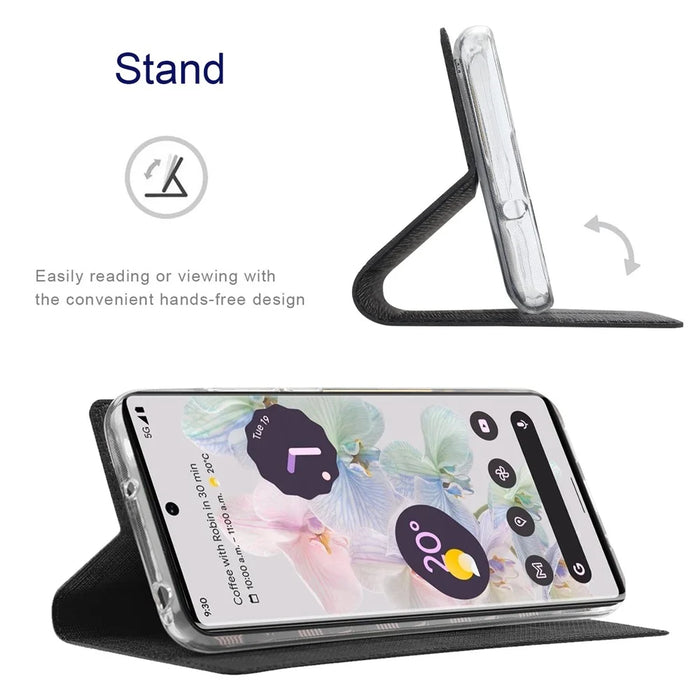 VILI DMX Series For Google Pixel 8 Pro Case Card Holder Leather Phone Stand Cover - Black - 3