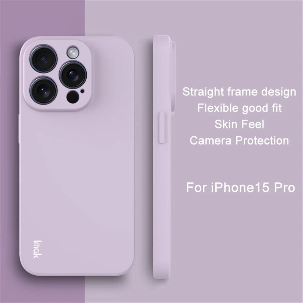 IMAK UC-4 Series for iPhone 15 Pro Case Straight Edge Flexible TPU Phone Cover - Purple - 3