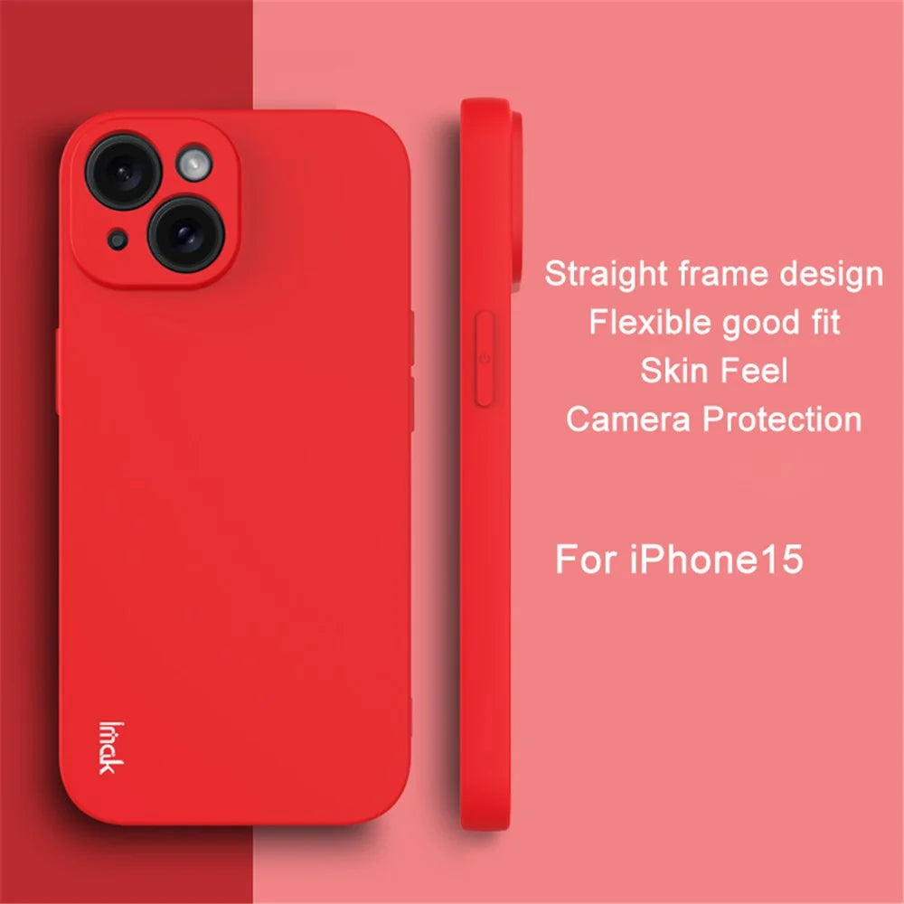 IMAK UC-4 Series for iPhone 15 TPU Case Straight Edge Anti-scratch Phone Cover - Red - 3