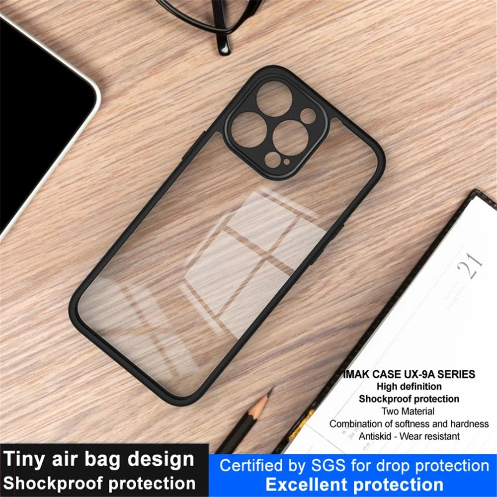 IMAK UX-9A Series for iPhone 15 Pro Max Anti-Scratch Phone Case Clear PC + TPU Mobile Phone Shell - 6