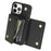 For iPhone 15 Pro Max Case Shockproof PU Leather+TPU Shell with Card Bag + Shoulder Strap - Black - 4