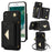 For iPhone 7 / 8 / SE (2020) / SE (2022) Case Leather+TPU Card Holder Shell with Shoulder Strap - Black - 1